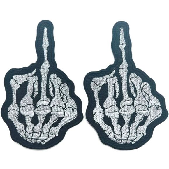 Patch Skeleton Bone Finger Outlaw Motorcycle Biker MC Club Sew Iron Badge 6 E1 - Picture 2 of 7